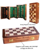 Jeu d'échecs magnétique personnalisé en bois, plateau de voyage pliable avec reines supplémentaires, fait main, cadeau d'anniversaire, jeux en bois