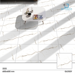 Carrelage de sol en céramique blanche, carreaux en porcelaine de lave brillante, design européen, nouvelle collection, 600x600mm, 600x1200mm - Product Image 2