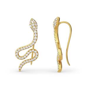 Jeulia Diamond Snake Design 18K Gold Plated Sterling <b>Silver</b> <b>Stud</b> Earrings - Product Image 1