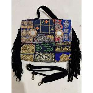 Bolso de Mano Casual para Niñas, Hecho a Mano, de Cuero, con Parches Bordados, Cadena, Poliéster Resistente, para la Playa o Fiestas, con Dos Correas - Product Image 1