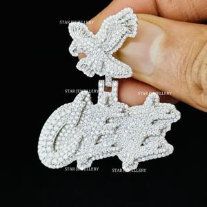 Pendentif lettre VVS Moissanite, pendentif personnalisé en argent sterling 925 VVS Moissanite glacé, pendentif Moissanite VVS glacé - Product Image 4