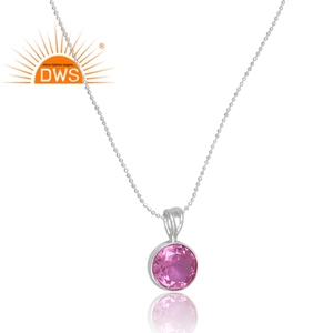 Nuevo patrón de diseño de plata esterlina Natural Doublet Kunzite cuarzo piedra preciosa colgante collar joyería personalizada para mujeres - Product Image 4