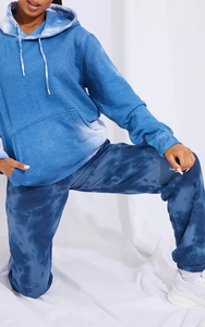 Sudadera Azul con Mangas Raglán para Mujer, Venta al por Mayor, Logotipo Personalizado, Sudadera con Capucha Azul Lavada al Ácido para Hombre y Mujer, Sudaderas con Capucha Lavadas al Ácido - Product Image 2