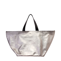 Sac fourre-tout ouvert de luxe en métal couleur unie, grande capacité, élégant et brillant, pour femme, idéal pour le shopping, portable, pour le quotidien et les voyages