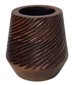 Décoration de chambre moderne sculptée à la main ferme de luxe marron foncé vintage vente à chaud jardinière en bois de manguier indien pots de vase à fleurs - Product Image 5