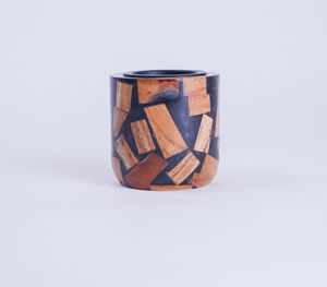 Mubkhar de madera a rayas hecho a mano-Quemador Bakhoor árabe tradicional con diseño moderno - Product Image 6