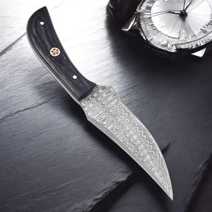 Cuchillo Bowie de acero de Damasco hecho a mano de 8 pulgadas, cómodo mango de madera de ingeniería personalizable para cazar, acampar, OEM disponible - Product Image 4