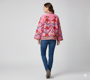 Veste d'hiver décontractée réversible en velours brodé Suzani, écologique, grande taille, avec doublure en coton, design respirant pour femmes - Product Image 2