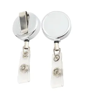 Silver Chrome Metal Retractable Heavy Duty ID Card Holder YoYo Badge Holder Reels Ski Pass Accessories