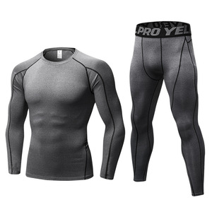 Ensembles de fitness de gymnastique pour hommes personnalisés 2 pièces vêtements de sport de compression unisexe vêtements d'entraînement solide personnalisable entraînement pour hommes - Product Image 4