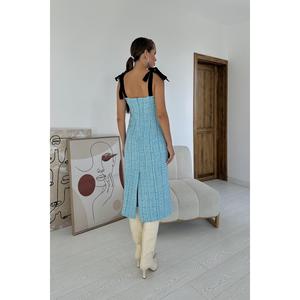 Vestidos sin Tirantes con Lazo Azul y Cintura Natural, Transpirables, al por Mayor - Product Image 1