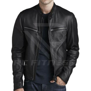 custom skinny vintage streetwear leather bone embroidery <b>pockets</b> bomber <b>jacket</b> men - Product Image 6
