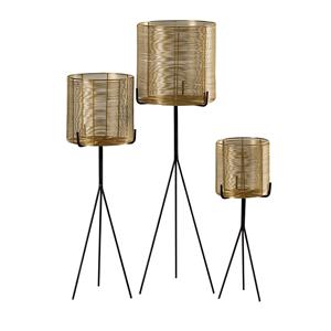 Jardinières rondes les plus vendues Conception de treillis métallique moderne avec support Ensemble de 3 décorations d'intérieur de luxe dorées pour les cadeaux et la maison - Product Image 1