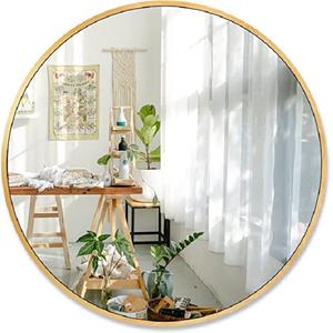 Luxury <b>Gold</b> Metal Frame Hanging <b>Mirror</b> For Home Living Room Bedroom Decorative <b>Round</b> Glass <b>Wall</b> <b>Mirror</b> - Product Image 2