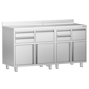 Estación de Café Comercial de Acero Inoxidable y Mueble de Suelo con Encimera - para Máquina de Café - 1800x600mm - con 4 Cajones, 2 Puertas - Product Image 3
