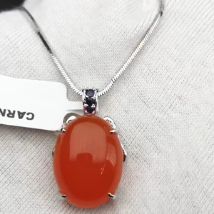 จี้เงิน925สเตอร์ลิงประดับพลอยคาร์เนเลี่ยนธรรมชาติคุณภาพระดับ AAA ดีไซน์ไม่ซ้ำใครสวยงามมากและเหมาะสำหรับทุกโอกาส - Product Image 3