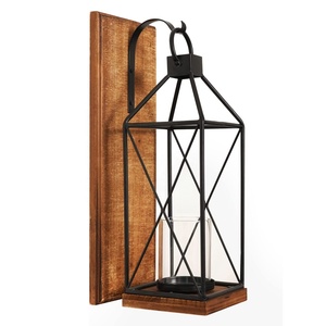 Candelero metálico montado en la pared de nuevo diseño con base de madera candelita colgante o candelabro para Navidad a la venta - Product Image 1