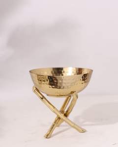 Cuenco de regalo de exhibición de fruta chapado en oro elegante de lujo nuevo diseño moderno artesanía de Metal hecha a mano fruta de Pedestal decorativa personalizada - Product Image 3