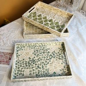 <b>Best</b> selling <b>Natural</b> Mother of Pearl Inlay Serving Tray for Coffee Tea Snacks Luxury Home Decor and Event Use Available for Sale - Product Image 5