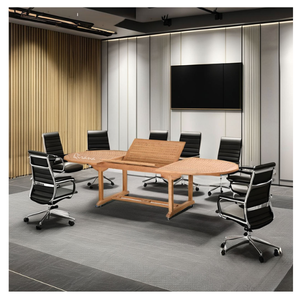 Table de réunion en bois de haute qualité de forme ovale, extensible, idéale pour les hôtels et les bureaux de direction - Product Image 5