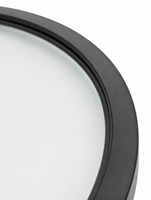 Fenêtre fixe en verre dépoli rond sur mesure, cadre en aluminium noir mat, pour bâtiment commercial moderne