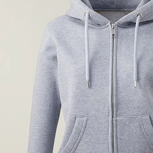 Sweat-shirt décontracté pour femme, coupe régulière, polaire respirant, fermeture éclair, avec poche kangourou et logo sur le devant - Product Image 5