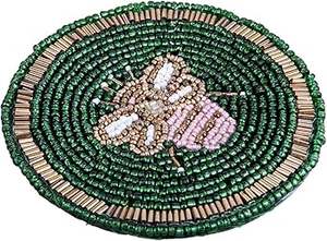 Verre perlé décoratif fait à la main en gros usine personnalisé perlé conception sous-verre de l'Inde fait à la main mariage et fêtes - Product Image 5