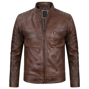 Chaqueta de cuero para hombre 100%, abrigo de cuero auténtico de piel de vaca Natural para hombre, ropa masculina, chaquetas de cuero para otoño y primavera, chaqueta para hombre - Product Image 1