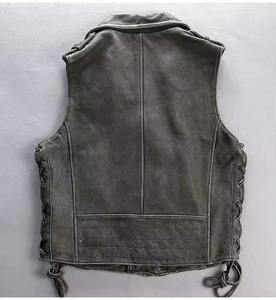 Antique Distressed Men <b>Leather</b> <b>Vest</b> Plus Size Real Cowhide Made Motorcycle Racer Biker <b>Vests</b> - Product Image 6