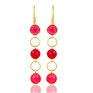 New Arrival Fuchsia Chalcedony Gemstone 925 Sterling Silver Round Shape Earrings - Product Image 1