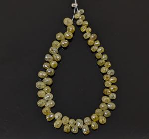 Cuentas de piedra de lágrima facetada Briolette de diamante amarillo, forma de diamante elegante para fabricación de joyas, cuentas de diamantes naturales de calidad superior - Product Image 3