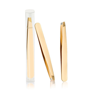 Pince à épiler pour sourcils en acier inoxydable doré à pointe inclinée, de haute qualité, avec logo personnalisé, écologique et fabriquée à la main - Product Image 6