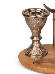 ชุดเตาเผาบาคูร์แบบอาหรับสุดหรู พร้อมฐานไม้ ที่วางเครื่องหอมโลหะ รูปทรงพระจันทร์เสี้ยว สำหรับเผาอูด ของขวัญตกแต่งสำหรับชาวตะวันออกกลาง - Product Image 6