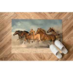 Tapis de sol Chevaux au galop, Tapis 3D Cheval au galop, Tapis de sol Mustang sauvage du désert, Tapis doux non tissé - Product Image 1