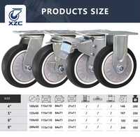 Roue pivotante industrielle robuste et silencieuse en TPR écologique de 8 pouces avec frein et plaque supérieure pour chariots, chariotets et remorques