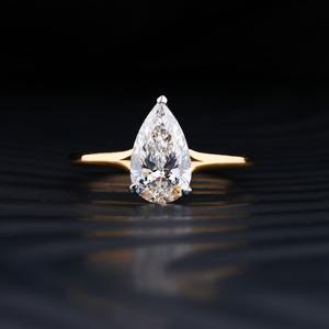 Bague en forme de poire 2 Ct Solitaire Lab Grown Diamond VVS Clarity Diamond IGI Certified Direct du fabricant - Product Image 1