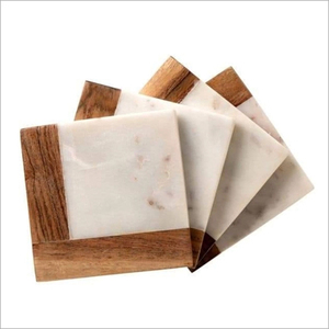Wholesale Set of 4 High Quality <b>Marble</b> Stone Wood Coasters Top Selling Kitchenware for Home & Hotel New Mats & Pads - Product Image 1