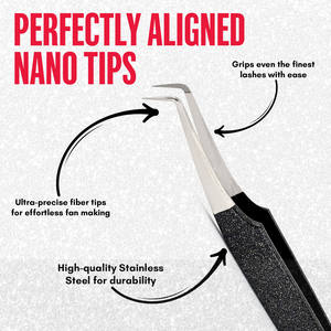 Pinzas de pestañas de volumen con logotipo personalizado pinzas de pestañas de punta de fibra pinzas de acero inoxidable delgadas de volumen de 90 grados herramientas de extensión de pestañas - Product Image 4