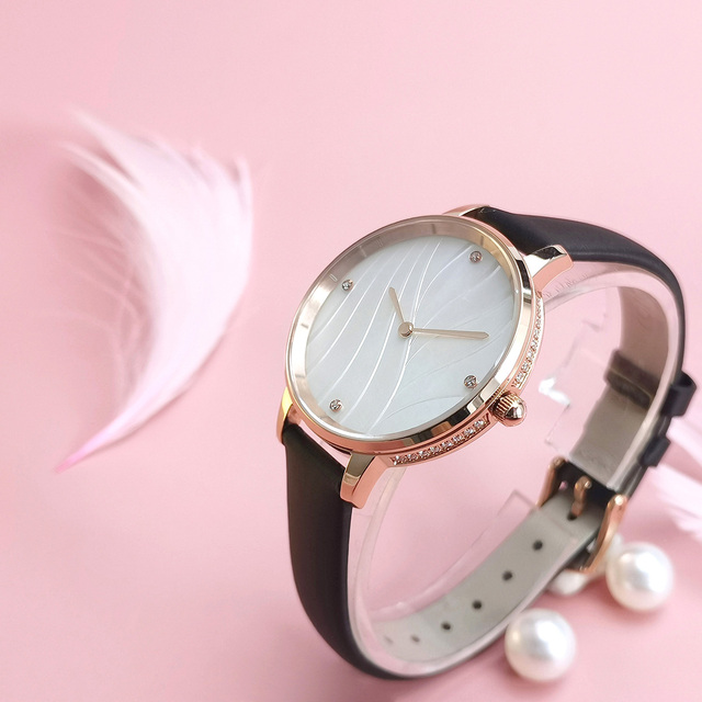High Quality Custom Slim Stainless Steel Quartz Leather Band Business Sport Luxury Women's Watches for Girls New Fashion