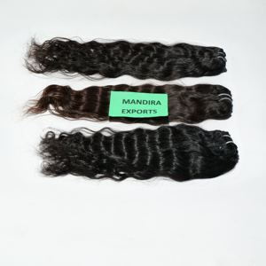 100% paquets ondulés bruts naturels vague profonde non traitée cuticule alignée Temple extensions de cheveux humains indiens - Product Image 2