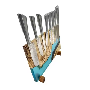 Bloque de cuchillos de madera decorativo de resina epoxi magnética fuerte Premium hogar cocina soporte de cuchillos magnético Premium estante de almacenamiento - Product Image 3