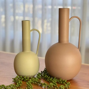 Vase à fleurs en fer à revêtement en poudre bleue maison salon et décoration extérieure Pots de fleurs Vase à fleurs de table fantaisie à vendre - Product Image 4