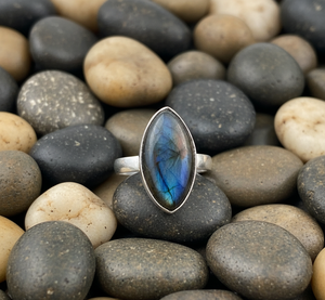 Women's Classic 925 Sterling Silver <b>Ring</b> with Marquise Blue Fire Labradorite Bezel Setting Nickel-Free <b>Engagement</b> & Wedding Gift - Product Image 5