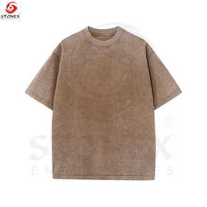 Camiseta personalizada de lavado ácido de peso pesado, camisetas de gran tamaño Vintage de algodón liso para hombre, camisetas con hombros caídos Unisex - Product Image 6