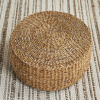 Chaise assise au sol en jonc de mer naturel écologique tissé à la main grand pouf à coussin carré pour sièges d'intérieur