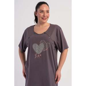 KADIN P.SUPREM XXL CIFT PATLI KISA KOL HAMILE TUNIK - ฟูเม่ - ฟูเม่ - Product Image 2