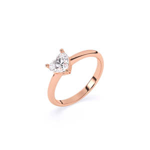 Anillo de Diamante Cultivado en Laboratorio con Corte Solitario en Forma de Corazón, Ideal para Regalo de Aniversario, con 0.74 Ct |   En oro amarillo, blanco y rosa de 9 quilates - Product Image 2
