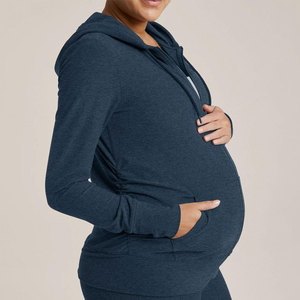 Sudadera con capucha de lactancia de Color sólido de maternidad de calidad Premium para mujer - Product Image 4