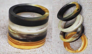 Anillo de cuerno de vaca y buey de búfalo Natural de la mejor calidad, tamaño personalizable con acabado pulido brillante para bodas o regalos - Product Image 4