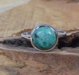 เทอร์ควอยซ์แท้ตั้งขอบ12มม. 925ทึบเงินสเตอร์ลิงดีไซน์เนอร์บาโบคลาสสิกงานแฮนด์เมดใส่ประจำวันพลอย - Product Image 3